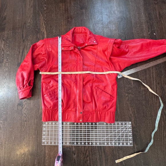 Vintage 80s Red Leather Jacket - Accente - Size 4** - Picture 12 of 16